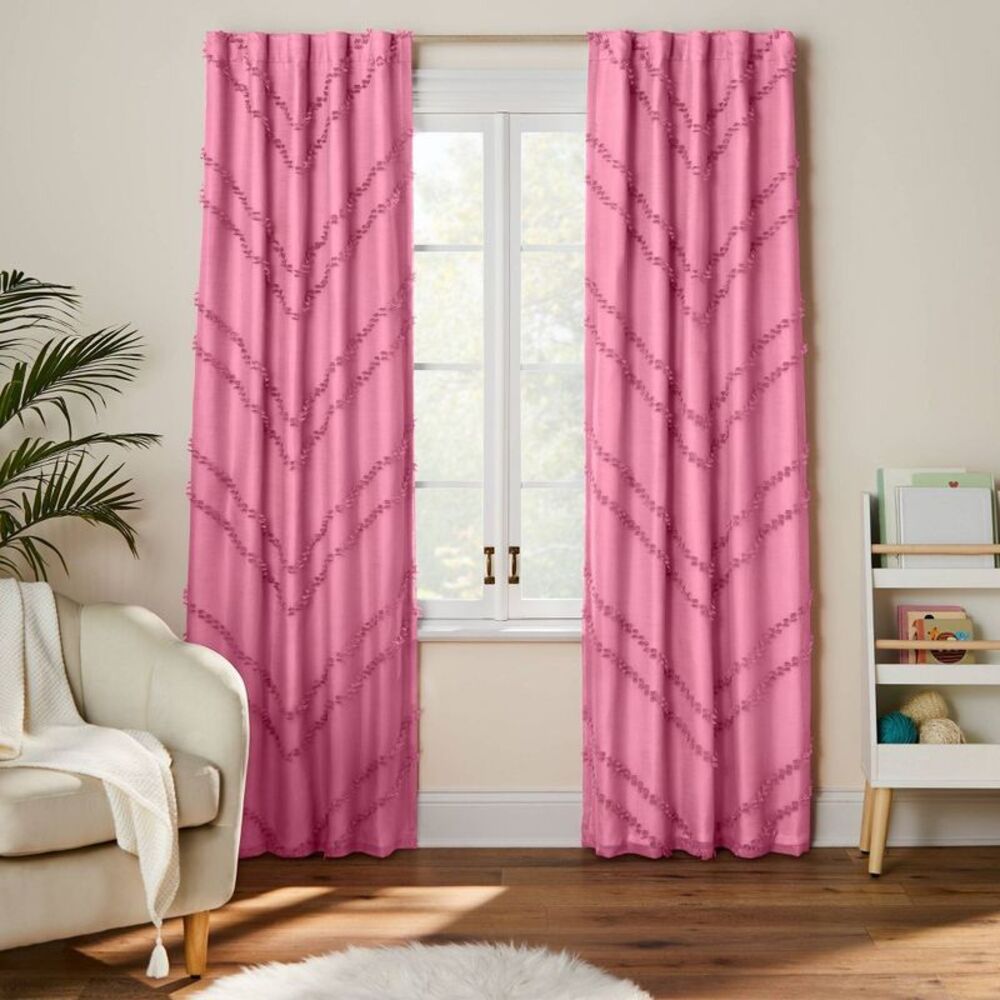 42"x84" Chevron Clip Dotted Sheer Overlay Kids' Blackout Panel - Purple